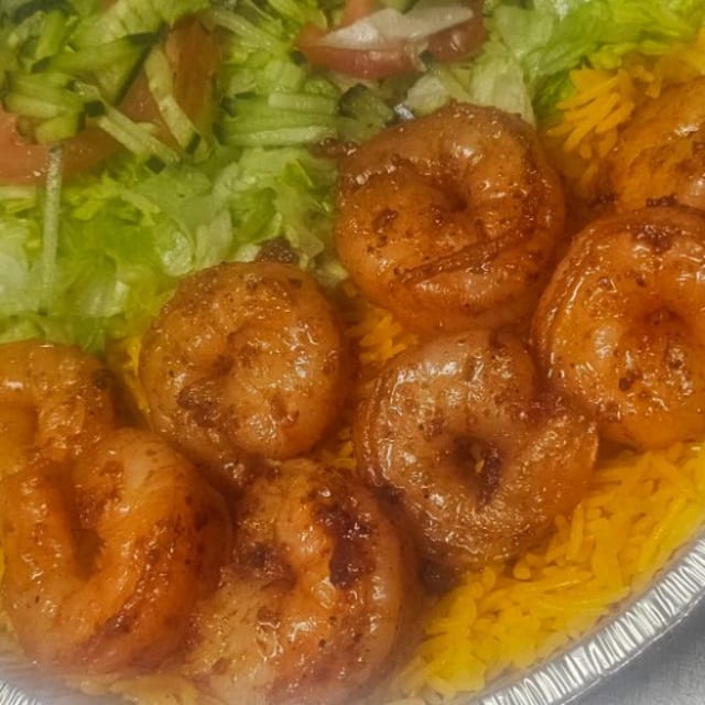 Shrimp Over Salad.