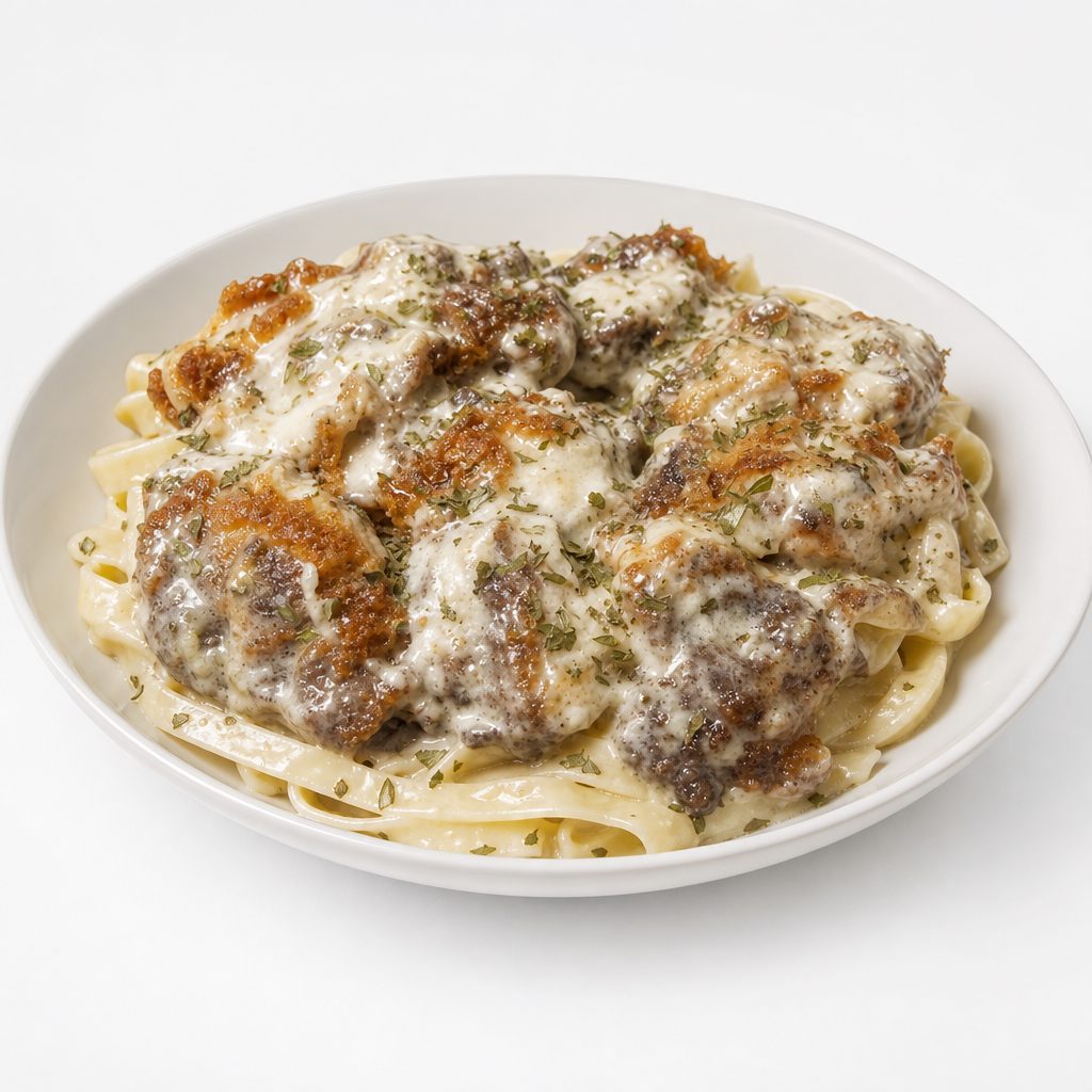 Crispy Chicken Alfredo.