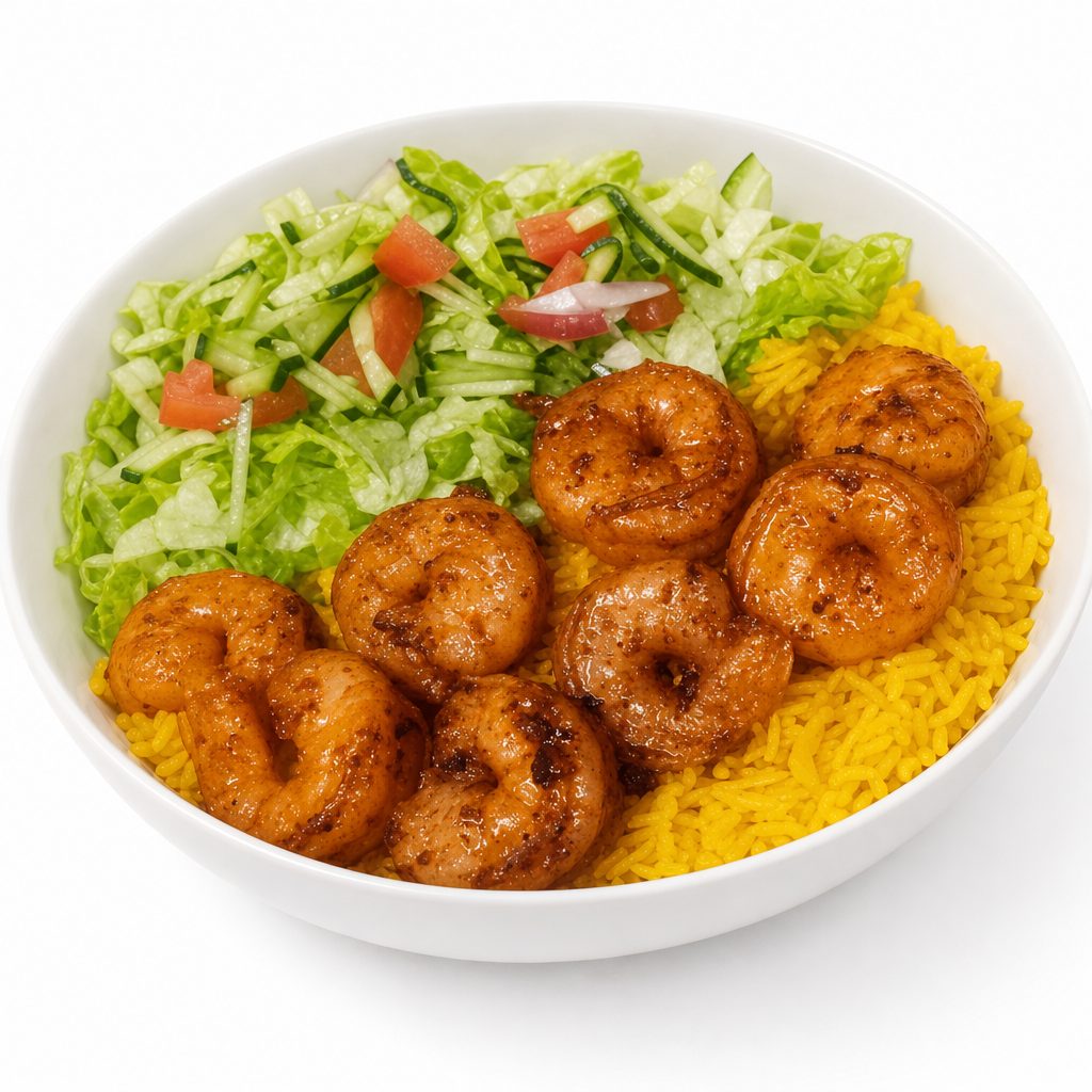 Shrimp Over Salad.