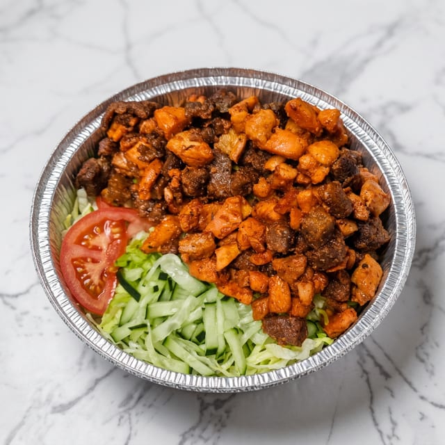 Mixed Lamb and Chicken Over Rice.