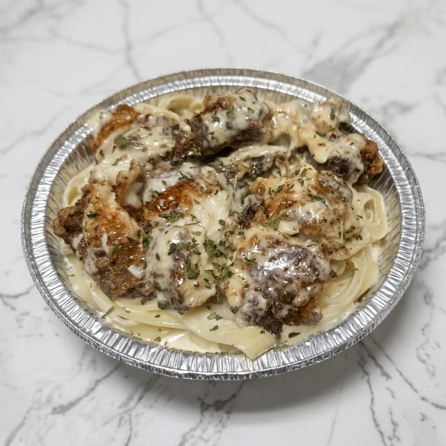 Crispy Chicken Alfredo.