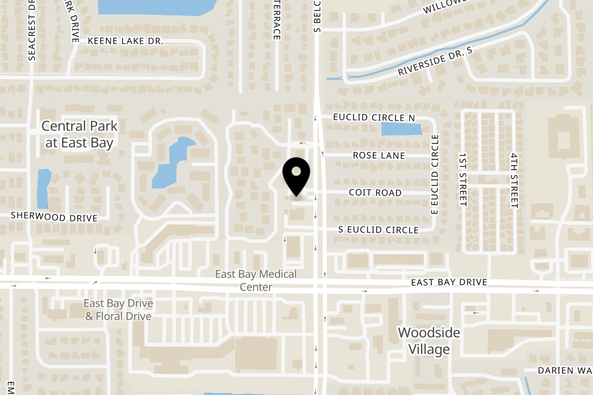 Map showing the location of Big Apple's Fried & Fresh Halal Restaurant on 202 Belcher Rd N in Largo